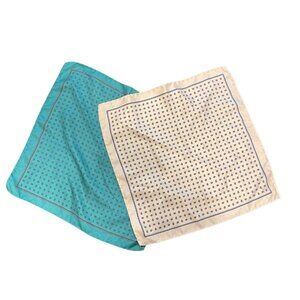 Vintage 100% silk made in Italy pink and dark green neck scarves handkerchiefs